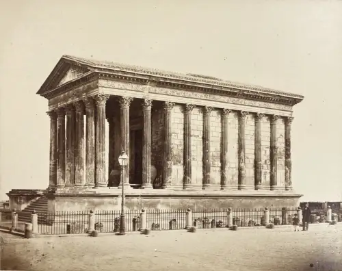 Maison Carrée, Nimes par Antoine CRESPON Tirage albuminé d'époque c.1870 Vintage