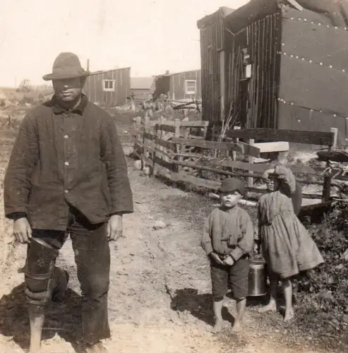 Miners and Children, USA – Stereoscopic Albumen Print Circa 1900