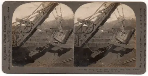Steam Shovel, Burt Mine, Minnesota, USA – Stereoscopic Albumen Print Circa 1900