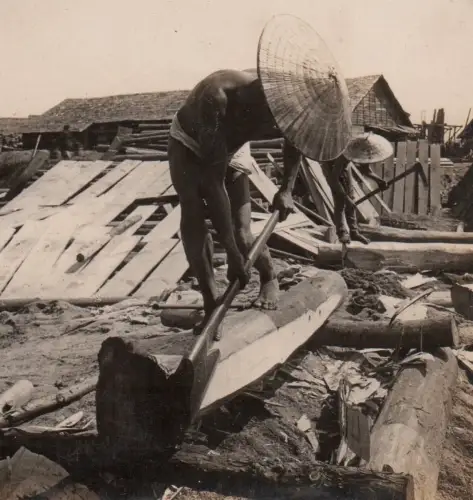 Japanese Sawmill – Stereoscopic Albumen Print Circa 1900