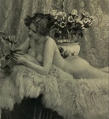 Vintage Photography - Romantic Nude – Stereoscopic View, Albumen Print Circa 1920