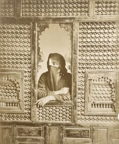 Vintage Photography - The Zangaki Brothers – Egyptian Woman at Her Window Circa 1870