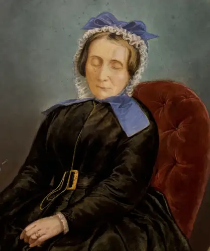 Portrait Post Mortem rehaussé par WALERY circa 1860 Vintage photographie