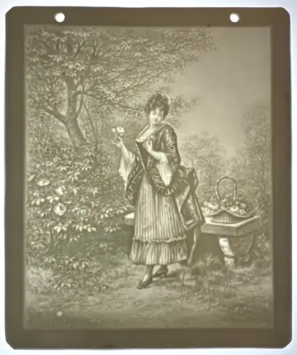 Lithophanie Femme au jardin  milieu du XIXe