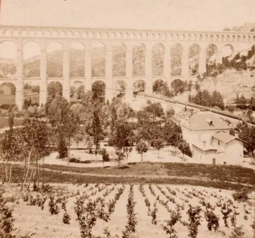 Vue stéréo tirage albuminé "Aqueduc de Roquefavour"C. Neurdein c.1890