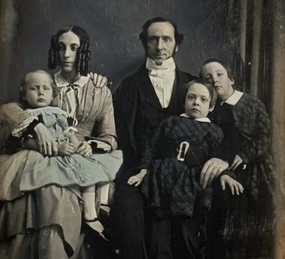 Daguerréotype d'une famille Union Case signé KILBURN circa 1850 vintage 0
