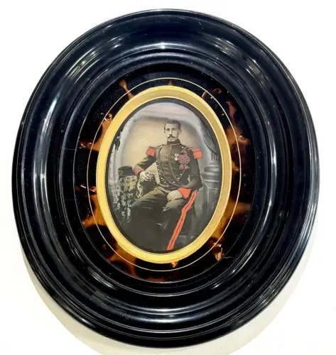 Ambrotype rehaussé d'un officier militaire circa 1860 photographie d'époque