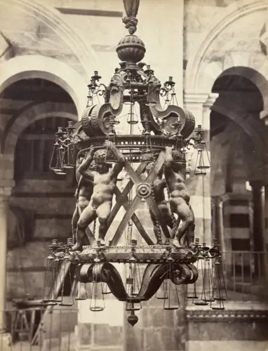 Carlo PONTI(1823-1893) La Lampe de Galilée, Pise c.1865 Tirage albuminé Vintage