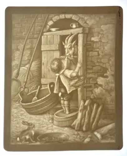 Lithophanie  française "L'enfant et la chèvre" milieu du XIXème