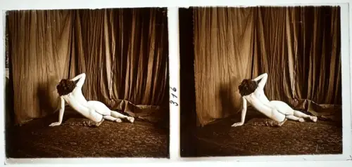 Plaque de verre positive, Nu stéréoscopique "L'Atelier" c.1925