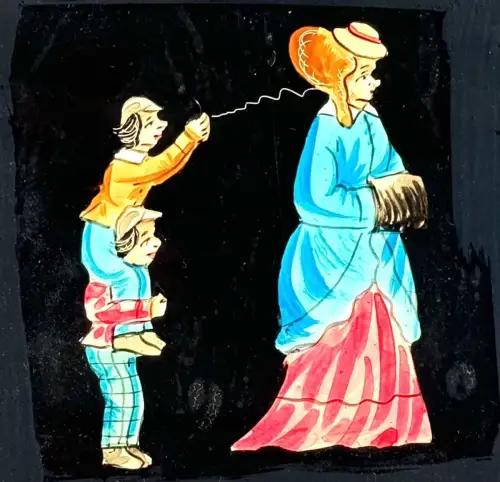 "Les garnements", plaque à système pour Lanterne Magique c.1850