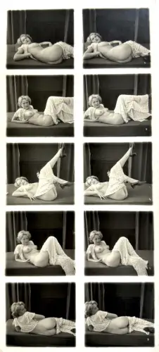 Planche contact de 5 stéréo "Modèle nu" tirage argentique circa 1930