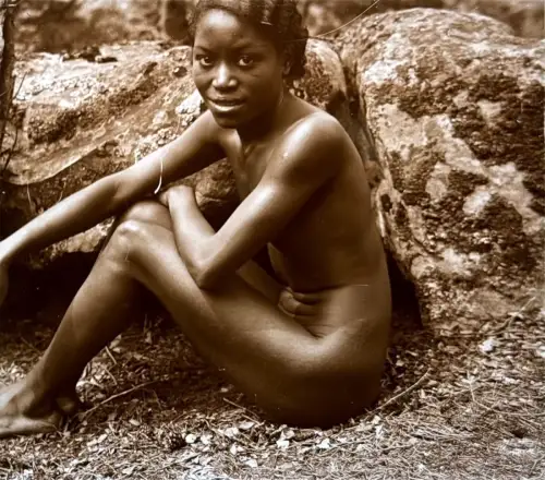 Plaque de verre positive, Nu stéréoscopique "Nu assis" c.1925