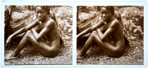 Plaque de verre positive, Nu stéréoscopique "Nu assis" c.1925