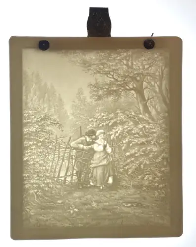 Lithophanie  "Le Chasseur amoureux" milieu du XIXème