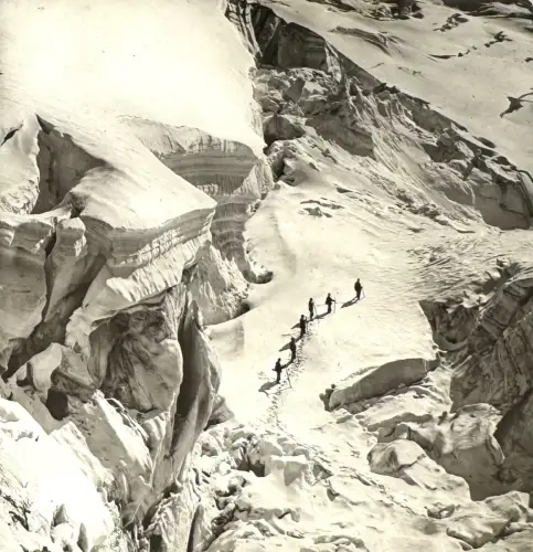 Ferrier et Soulier Plaque de verre  stéréo "Ascension du Mont Blanc" c.1875