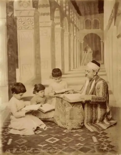 Felix BONFILS (1831-1885) "Le maître d'école" circa 1870 Tirage albuminé vintage