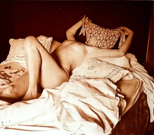 Plaque de verre positive, Nu stéréoscopique "Nu caché" c.1925