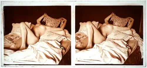 Plaque de verre positive, Nu stéréoscopique "Nu caché" c.1925