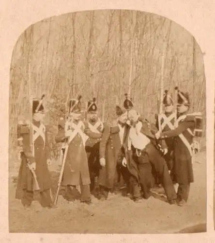 Camp de Chalons Carte stéréo  "Débraillés"  circa 1857 Tirage albuminé d'époque