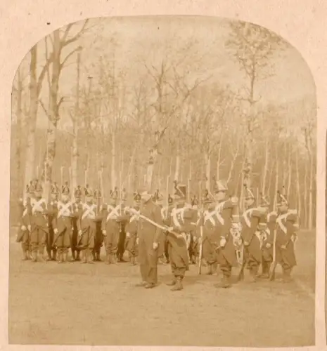Camp de Chalons Carte stéréo  "La Garde Impériale"  circa 1857 Tirage albuminé