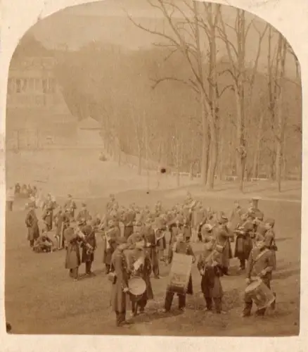 Camp de Chalons Carte stéréo  "Ecole de Musique"  circa 1857 Tirage albuminé