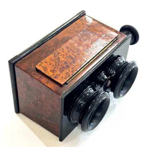 Visionneuse stéréoscopique en bois de loupe