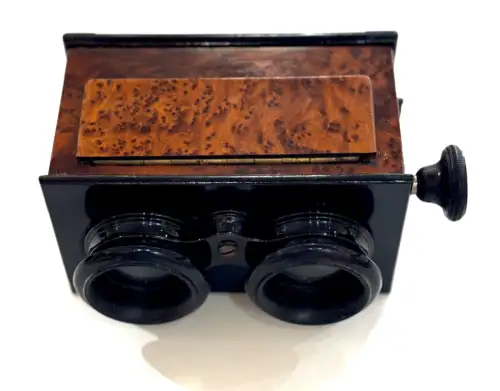 Visionneuse stéréoscopique en bois de loupe