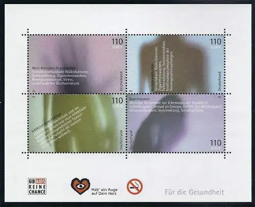Bund BRD Jahr 2001 Michel Nummer Block 54 Postfrisch 