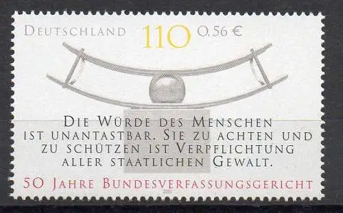 Bund BRD Jahr 2001 Michel Nummer 2214 Postfrisch 