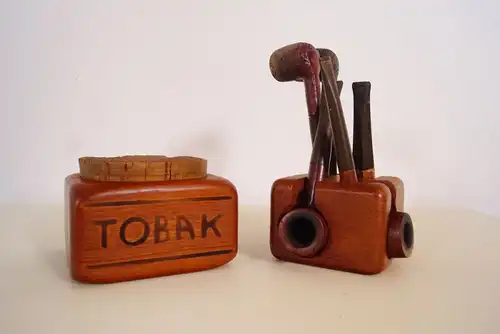 Dänischer PFEIFENSTÄNDER & Tabakdose TEAK Söwe KonstT Oldenkoff Midcentury 60er