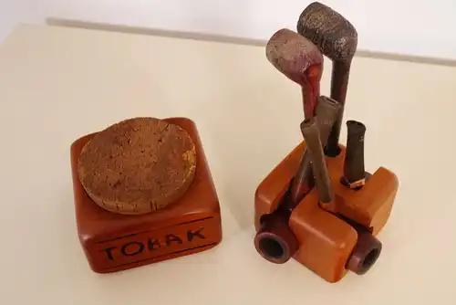 Dänischer PFEIFENSTÄNDER & Tabakdose TEAK Söwe KonstT Oldenkoff Midcentury 60er