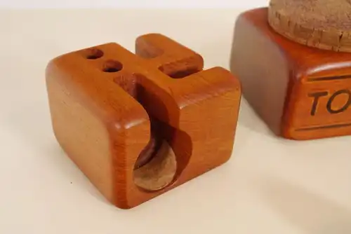Dänischer PFEIFENSTÄNDER & Tabakdose TEAK Söwe KonstT Oldenkoff Midcentury 60er
