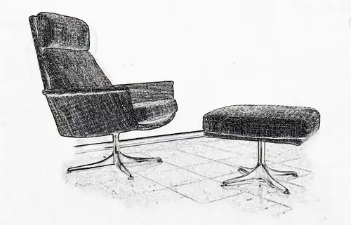 Exclusiver Sessel Loungechair | Ruhesessel mit Kopfstütze | Rot 60er Jahre #2