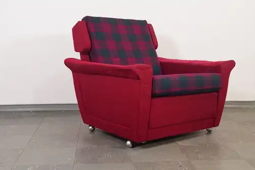 Exclusiver Sessel Loungechair | Ruhesessel mit Kopfstütze | Rot 60er Jahre #2