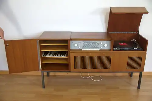 TEAK MUSIKSCHRANK VON HERBERT HIRCHE FÜR BRAUN | HM 6 60er Jahre