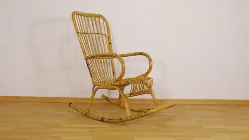 Vintage Bambus Schaukelstuhl Rocking Chair Bamboo Rattan Midcentury 60er 70er