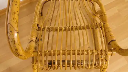 Vintage Bambus Schaukelstuhl Rocking Chair Bamboo Rattan Midcentury 60er 70er