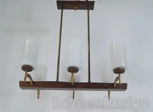 Vintage Hängelampe Deckenlampe 6 Lichter Holz Messing Mid Century 60er 70er