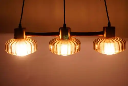 60er Jahre Teak Hängelampe Pendelleuchte 3 Lampen Danish Design Mid Century