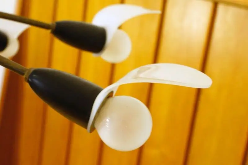 Vintage Sputnik Lampe Hängelampe Plastikschirme Messing Rockabilly 50er 60er 4