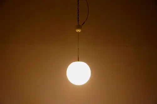 Vintage Hängelampe Pendelleuchte Peill Putzler Opal Weiss 23 cm 50er 60er Jahre
