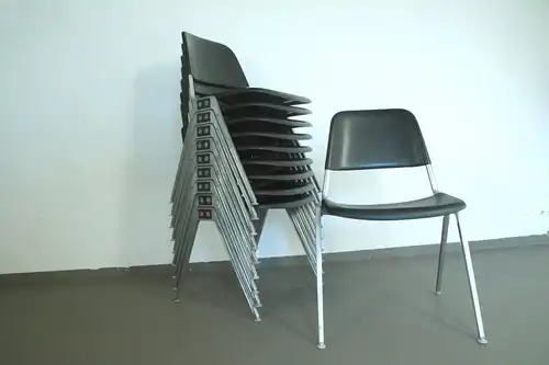 10x Stapelstuhl Stacking Chair D. Albinson für Knoll Mod. 1601 Schwarz 60er 70er