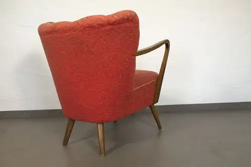 Vintage Sessel Clubsessel Cocktailsessel Armlehnen Bezug in Rot 50er 60er Jahre