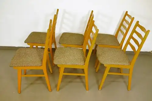 Vintage 6x Polsterstühle Stuhl Buche formschönes Design Stoff Bezug 50er 60er