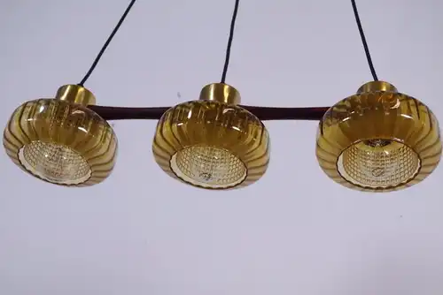 Pendelleuchte Hängelampe Deckenlampe Teak Gelb Glas Schweden Lampe Danish 60er
