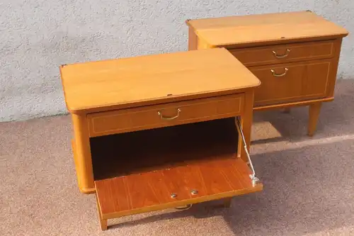 1v2 Vintage Nachtkommode Nachttisch Kommode Kirsche kl Sideboard 50er 60er Jahre