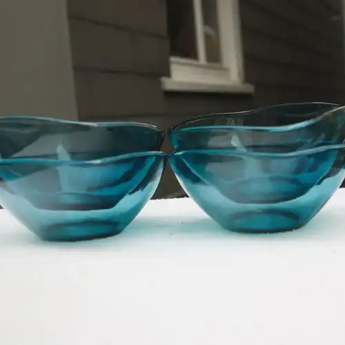 4 GLASSCHALEN SCHÄLCHEN TURMALIN GLAS FRANKREICH VINTAGE MID CENTURY 60ER 70ER