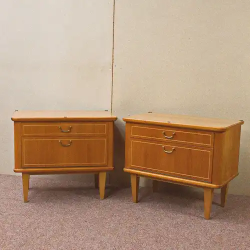 1v2 Vintage Nachtkommode Nachttisch Kommode Kirsche kleines Sideboard 50er 60er