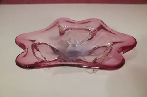 Vintage Glasschale Obstschale MURANO Glas Schale rose mehrfarbig 60er Jahre